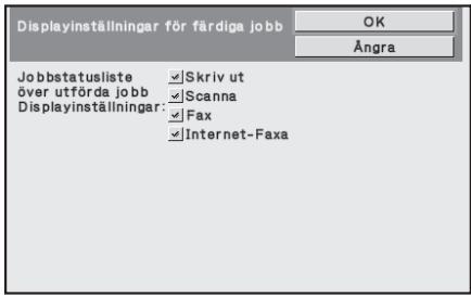 SHARP MX-FR12U - Displayinställningar för färdiga jobb - 1