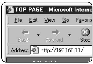 TOP PAGE - Microsoft Internet File Edit View Go Favorit Back Forward Stop Address http://192.168.0.1/