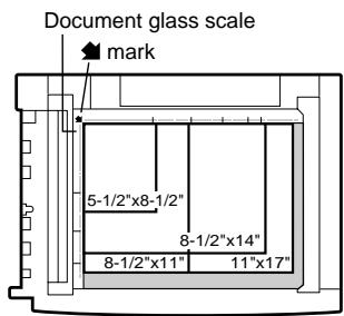 Document glass scale mark 5-1/2"x8-1/2" 8-1/2"x14" 8-1/2"x11" 11"x17"
