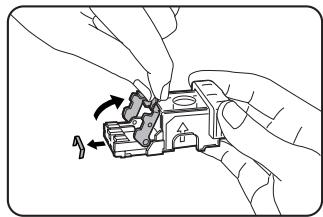 SHARP DM-3551 - Raise the lever at the end of the staple box. - 1