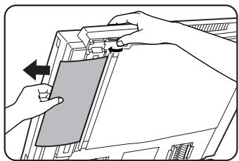 SHARP DM-3551 - Open the document cover and turn the green rotating knob in the direction of the arrow to remove any misfed originals. - 1