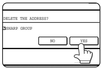 DELETE THE ADDRESS? SHARP GROUP NO YES