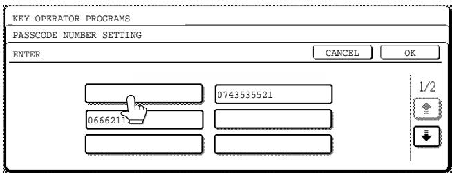 KEY OPERATOR PROGRAMS PASSCODE NUMBER SETTING ENTER CANCEL OK 0743535521 0666211 1/2 ↓