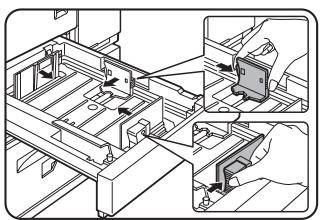 SHARP DM-3551 - Adjust the guide plates A and B in the tray to the length and width of the paper. - 1