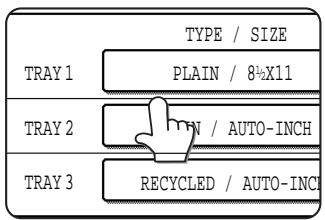 TYPE / SIZE TRAY 1 PLAIN / 8½X11 TRAY 2 IN / AUTO-INCH TRAY 3 RECYCLED / AUTO-INCH
