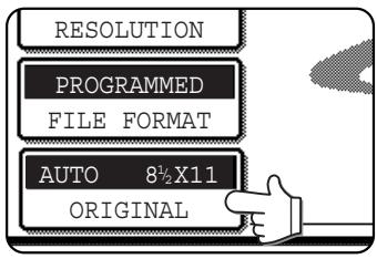 RESOLUTION PROGRAMMED FILE FORMAT AUTO 8½X11 ORIGINAL