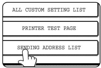 ALL CUSTOM SETTING LIST PRINTER TEST PAGE SENDING ADDRESS LIST