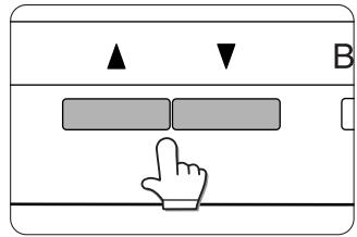 Diagram showing a hand cursor clicking a button with directional arrows and labeled 'B' in the top panel