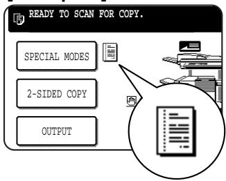 READY TO SCAN FOR COPY. SPECIAL MODES 2-SIDED COPY OUTPUT