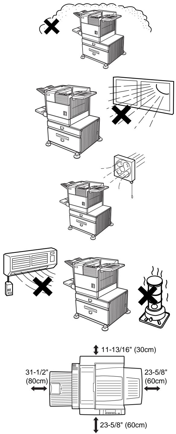 Diagram illustrating the installation and clearance of air conditioners, showing layout, ventilation, and distance measurements.