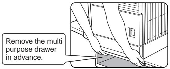 Remove the multi purpose drawer in advance.