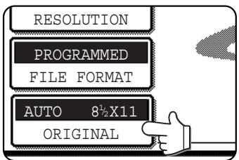 RESOLUTION PROGRAMMED FILE FORMAT AUTO 8½X11 ORIGINAL