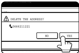 DELETE THE ADDRESS? 0666211221 NO YES