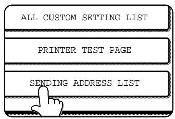 ALL CUSTOM SETTING LIST PRINTER TEST PAGE SENDING ADDRESS LIST
