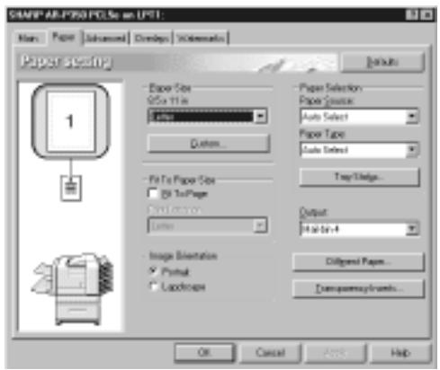 SMAPF-AR/P50 PCS in UPT1 Name: Paper Advanced Displays Options Paper setting Paper Size GIFx T1a Edit Custom... Print to Paper Size Oil To Paper Printout... Image Orientation Printout Lockups Output: Auto Select Paper Tape Auto Select Temp/Edge... Output: Auto-In-4 Diffused Paper... Extrquesets/Brush... OK Cancel Apply Help