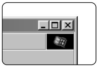 Screenshot of a software interface with toolbar icons and a small icon in the bottom-right corner