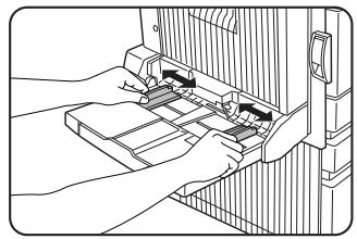 SHARP DM-3551 - Set the bypass tray paper guides to the width of the paper to be used. - 1