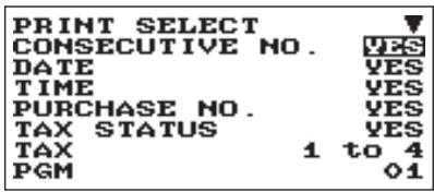 PRINT SELECT CONSECUTIVE NO. YES DATE YES TIME YES PURCHASE NO. YES TAX STATUS YES TAX 1 to 4 PGM 01