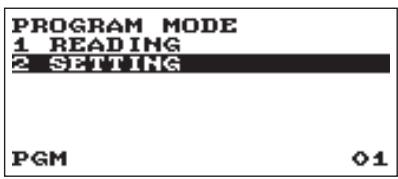 PROGRAM MODE 1 READING 2 SETTING PGM 01