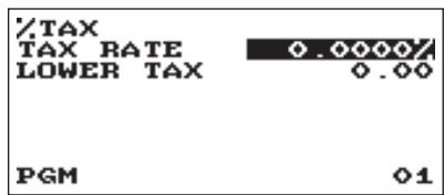 %TAX TAX RATE 0.0000/ LOWER TAX 0.00 PGM 01