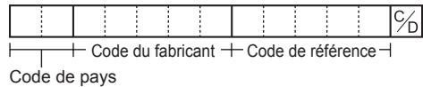Code du fabricant + Code de référence - Code de pays