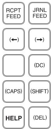 RCPT FEED JRNL FEED (←) (→) (DC) (CAPS) (SHIFT) HELP (DEL)