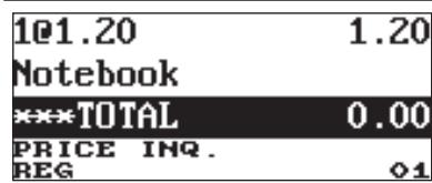 1@1.20 1.20 Notebook ***TOTAL 0.00 PRICE INQ. REG 01