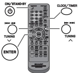 SHARP XL-HF151PHBK - Setting the clock (Remote control only) - 1