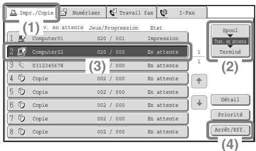 SHARP MX-2600N/3100N - Annulation d'une impression (au niveau de la machine) - 2