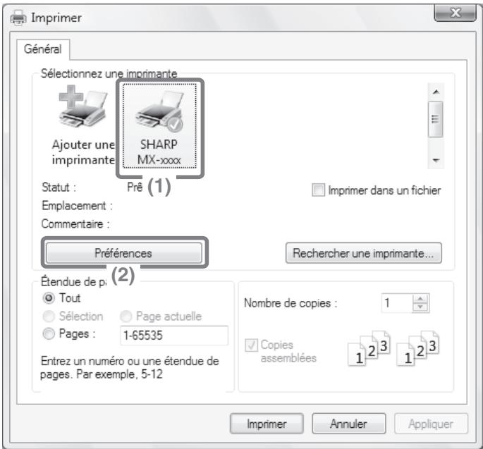 SHARP MX-2600N/3100N - Affichage de l'aide du pilote d'imprimante - 1