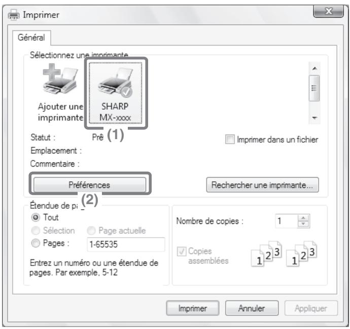 SHARP MX-2600N/3100N - Sélectionnez la commande d'impression dans l'application. - 1