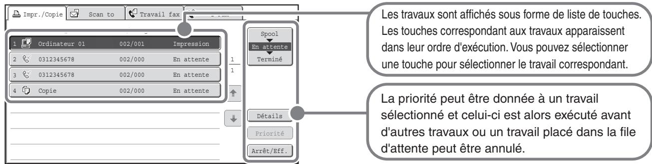 SHARP MX-2600N/3100N - Écran d'état des travaux - 1