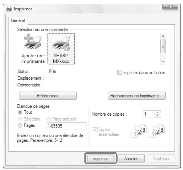 SHARP MX-2600N/3100N - Sélectionnez les paramètres d'impression. - 1