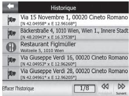 SILVERCREST MYGUIDE 3100 - Sélection de destinations via «Destinations récentes», liste d'inéraires - 1