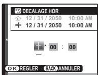 FUJIFILM FINEPIX XP10 - Spécifiez la différence entre l'heure locale et votre fuseau horaire. - 1