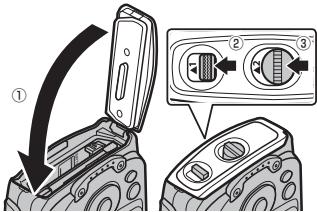 FUJIFILM FINEPIX XP50 - Refermez et verrouillez le couvercle du compartiment de la batterie. - 1