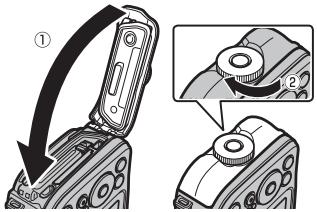 FUJIFILM FINEPIX XP60 - Refermez et verrouillez le couvercle du compartment de la batterie. - 1