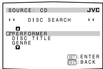 JVC RX-DP20 - Appuyez sur / pour amener  sur "PERFORMER", puis appuyez sur SET. - 1