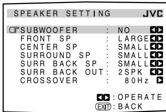 JVC RX-DP20 - Setting the Speakers—SPEAKER SETTING - 1
