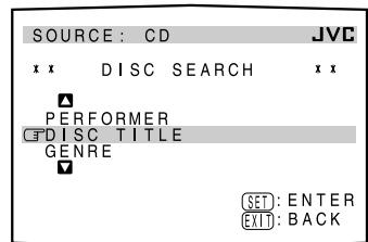 JVC RX-DP20 - Appuyez sur / pour amener sur "DISC TITLE", puis appuyez sur SET. - 1