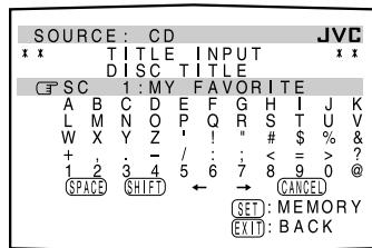 JVC RX-DP20 - Enter the disc title, referring to steps 3 and 4. - 1
