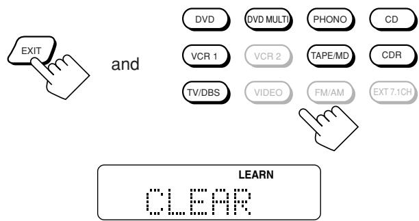 JVC RX-DP20 - Press and hold EXIT, then press one of the source selecting buttons from which you want to erase the stored signals. - 1
