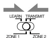 JVC RX-DP20 - Réglez le/selecteur LEARN/TRANSMIT (ZONE 1/ZONE 2) sur “TRANSMIT (ZONE 1/ZONE 2)” pour terminer la procédure d'effacement. - 1