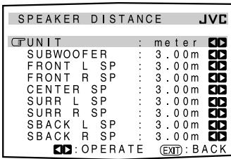 JVC RX-DP20 - Setting the Speaker Distance SPEAKER DISTANCE - 1