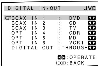 JVC RX-DP20 - Setting the Digital Input/Output Terminals —DIGITAL IN/OUT - 1