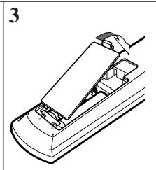JVC RX-DP20 - Mise en place des piles dans la télécommande - 3