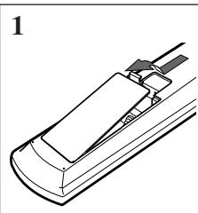 JVC RX-DP20 - Mise en place des piles dans la télécommande - 1