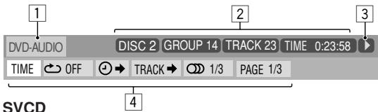 DVD-AUDIO DISC 2 | GROUP 14 | TRACK 23 | TIME 0:23:58 TIME OFF TRACK 1/3 PAGE 1/3 SVCD