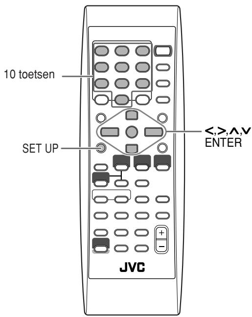 10 toetsen SET UP <<>,A,V ENTER JVC