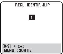 REGL. IDENTIF. JLIP 1 [0-9] → OK [MENU] : SORTIE